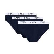 Armani Stretch Jersey Briefs With Logo 3P Marine Baumwolle Small Herre...