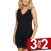 Damella Bamboo Lace Tank Top Schwarz Bambus Small Damen