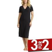 Damella Bamboo Plain Lace Short Sleeve Nightdress Schwarz Bambus Small...