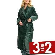 Damella Jaquard Fleece Dressing Gown Grün Polyester Small Damen