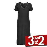 Damella Silk Short Sleeve Nightdress Schwarz Seide Small Damen