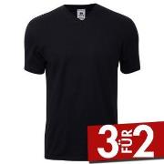 Dovre Single Jersey  V-neck T-Shirt Schwarz Baumwolle Small Herren