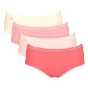 Sloggi 4P Basic Plus Midi Color Rot/Rosa Baumwolle 38 Damen