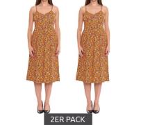 2er Sparpack Laura Scott Damen Midi-Kleid geblümtes Sommer-Kleid ärmel...