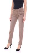 MAC Jeans Angela1 Damen Baumwoll-Hose mit Logo-Patch 34348365 Braun