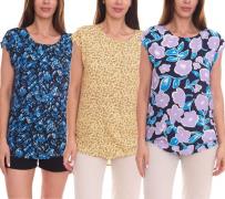 Tamaris Damen Kurzarm-Bluse mit Allover Muster ärmelloses Sommer-Shirt...