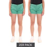 2er Sparpack AjC Damen Hot-Pants mit Bügelfalten Chino-Shorts mit fixi...