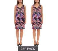 2er Sparpack melrose Mini-Kleid ärmelloses Damen Sommerkleid mit Blüte...