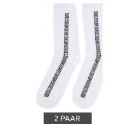 2 Paar BIKKEMBERGS Herren lange Sport-Socken mit Markenschriftzug Baum...