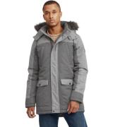 BLEND Herren Winter-Parka Jacke Mikael mit abnehmbarem Kunstpelz Grau