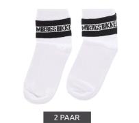 2 Paar BIKKEMBERGS Herren lange Socken mit Markenschriftzug Baumwoll-S...