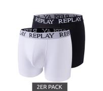 2er Pack REPLAY Herren Retro Boxershorts Baumwoll-Unterwäsche I101005 ...