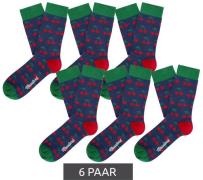 6 Paar Moustard Cherries Herren Baumwoll-Socken mit Kirschen Allover-P...