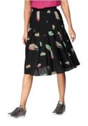 Pepe Jeans Midi-Rock gemusterter Damen Falten-Rock mit Chiffon Schwarz