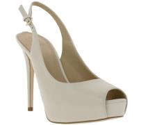 GUESS Plateau-Schuhe helle Damen Echtleder Peeptoe-Pumps Creme