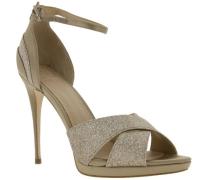 GUESS Plateau-Schuhe glitzernde Damen Pumps in Satin-Optik Beige