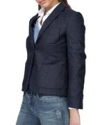 GANT Jacke klassischer Damen Kurz-Blazer mit Ellenbogenpatches Marine