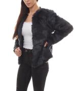 AjC Jacke glamourös kuschelige Damen Fellimitat-Jacke mit Satinfutter ...