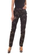 Laura Scott Druck-Hose originelle Damen Hose mit Glitzer-Galon Schwarz