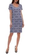 KangaROOS Kleid stylisches Damen Mini-Kleid im Ikat-Design Marine/Weiß