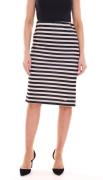 bruno banani Damen Midi-Rock gestreifter Mode-Rock 39105652 Schwarz/Be...