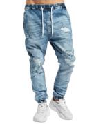 vsct Noah Antifit-Jeans mit Bündchen und Schnürsenkeln, Mittelblau
