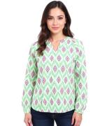 ZWILLINGSHERZ Damen Sommer-Bluse mit auffälligen-Muster Baumwoll Langa...