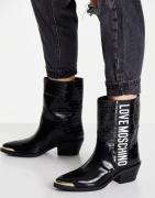 Love Moschino – Ankle-Boots im Western-Stil in Schwarz mit Absatz und ...